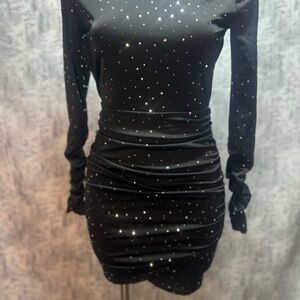 Othr Black Long Sleeve Dress with Glitter Accents